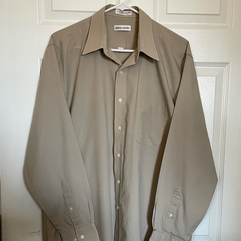 Pierre Cardin Button Down Dress Shirt Beige